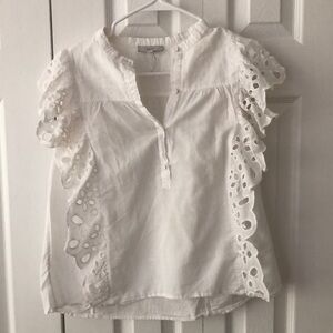 Joie Elegant White Eyelet Blouse